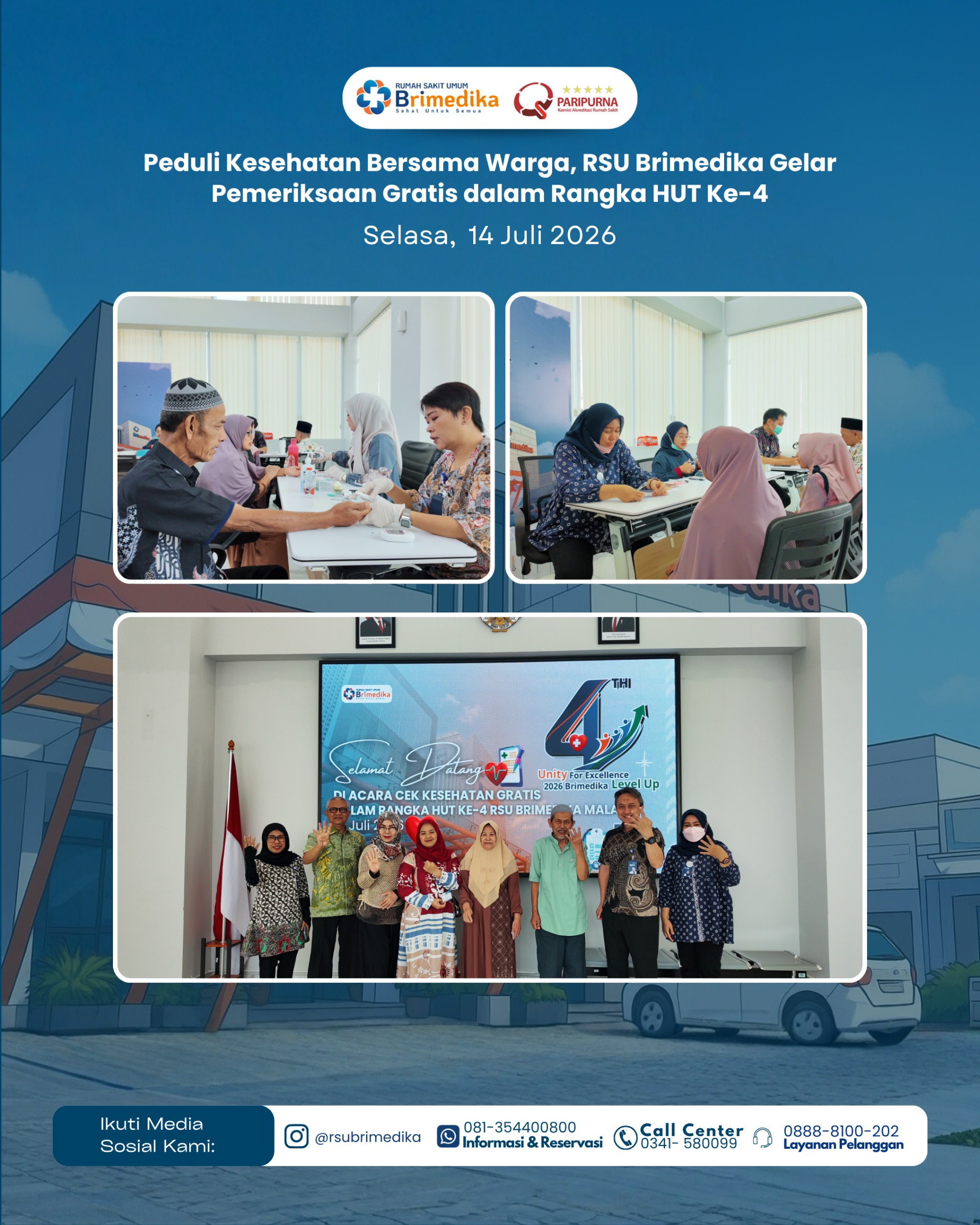 Poster Pemeriksaan Gratis HUT ke-4 RSU Brimedika