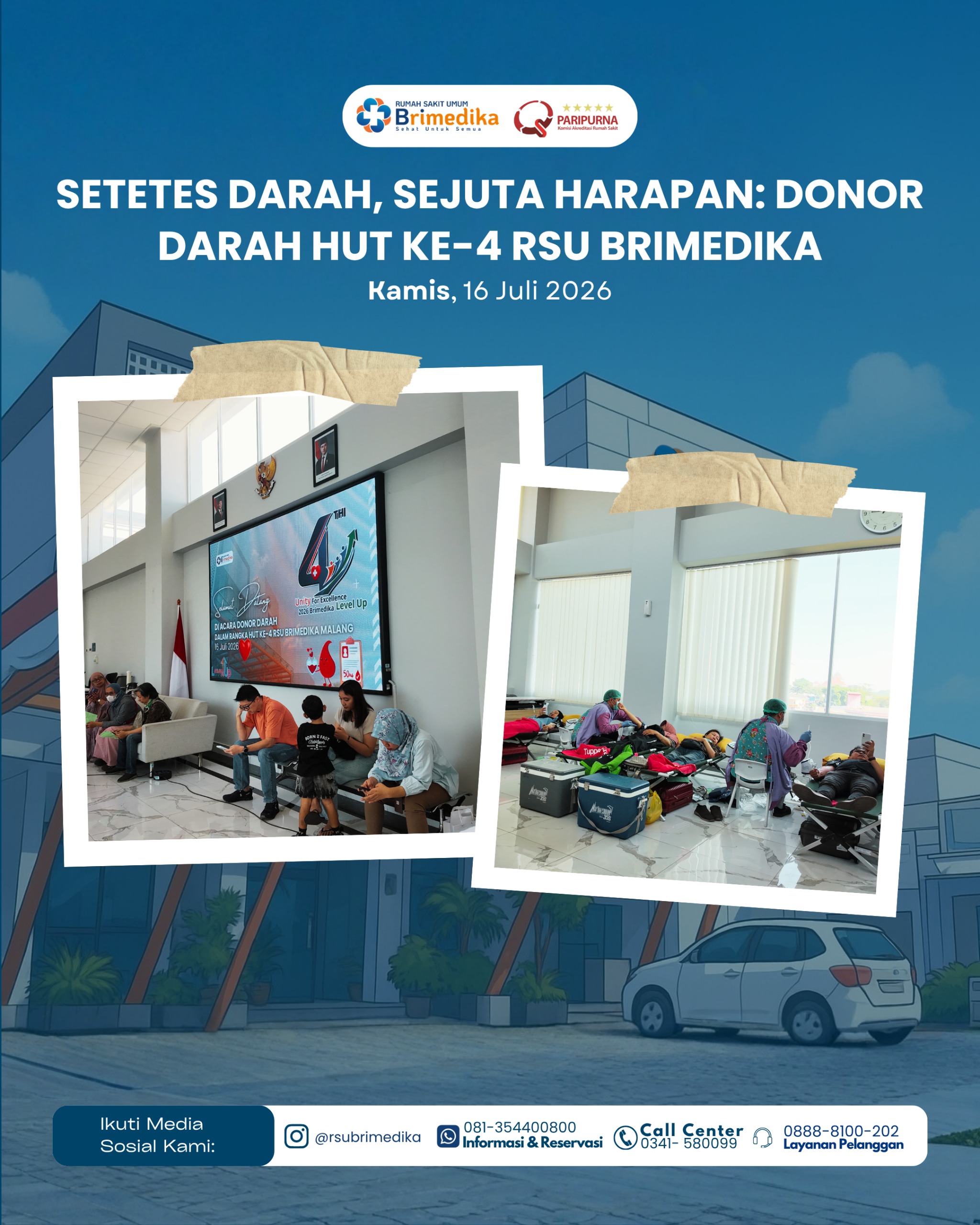 Poster Donor Darah HUT ke-4 RSU Brimedika